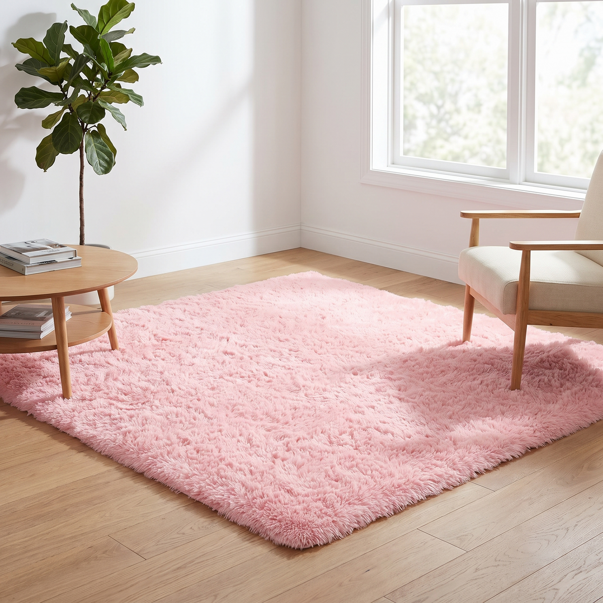 Tapis Nuage Rose installé dans un salon