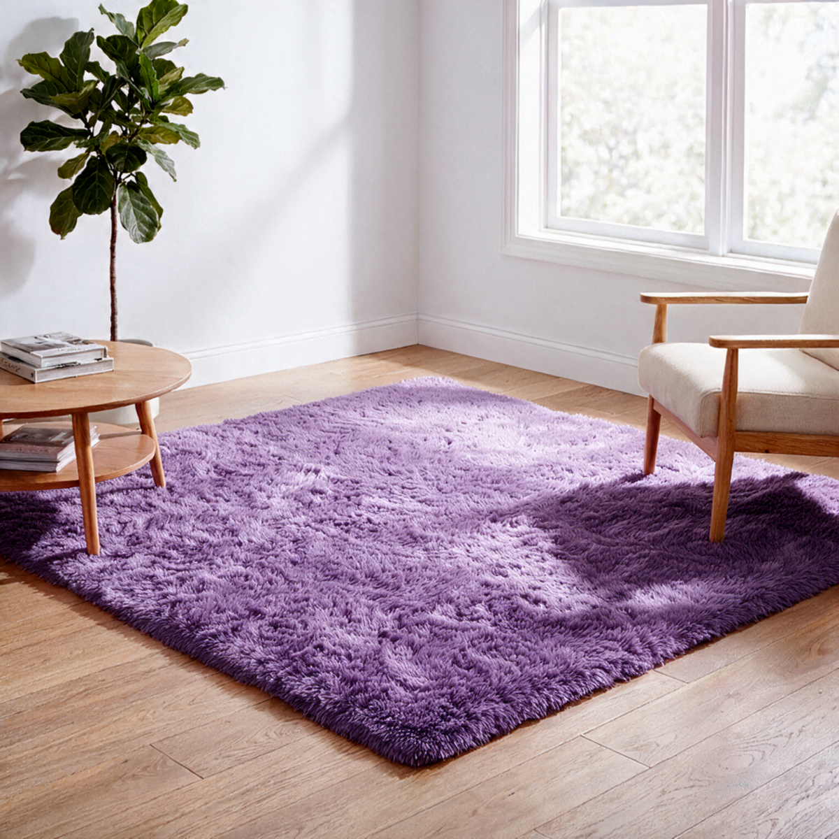 Tapis Nuage Violet installé dans un salon